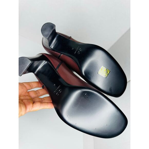 CO Leather Knee High Boot in Tresor Burgundy Calfskin Size 41 Italy Block Heel - Picture 3 of 9